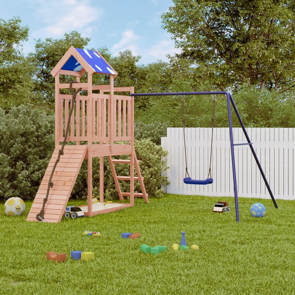 Homgoday Parque Infantil de Madera para Exterior con Escalada y Columpio, Apto para Niños de 3 a 8 Años