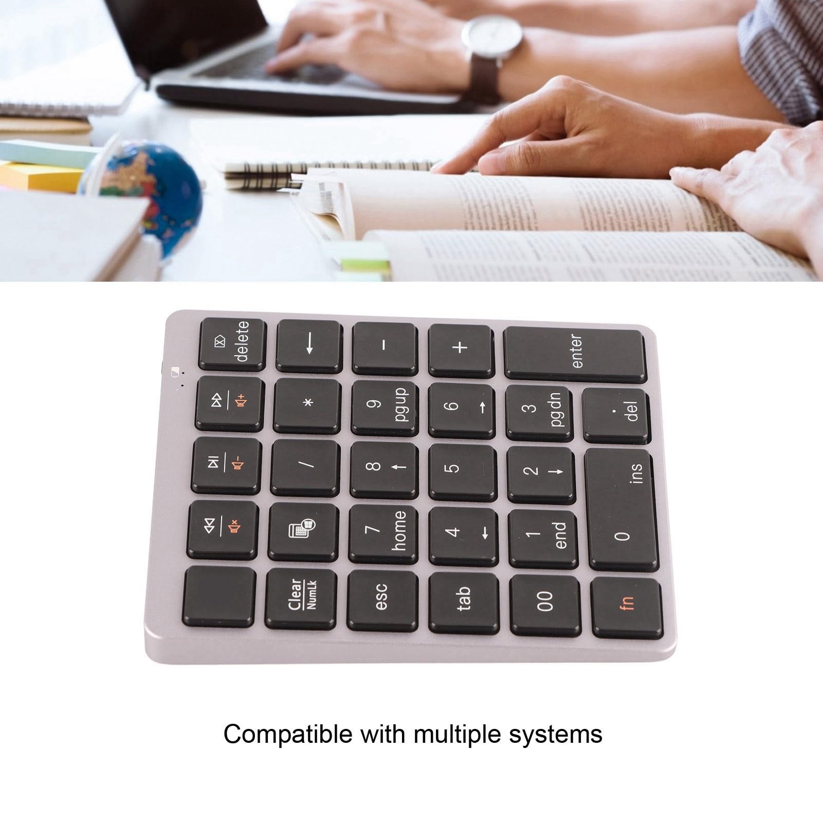 Tastierino Numerico Meccanico Bluetooth Ergonomico e Portatile per Uso Ufficio Design in Alluminio a 28 Tasti