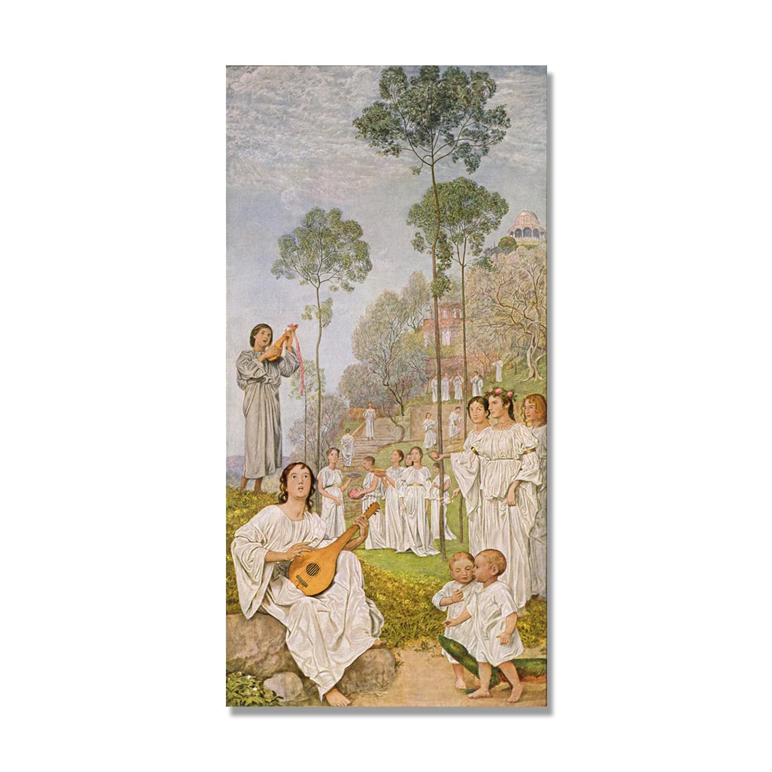 NHLDZYH Hans Thoma Style Canvas Wall Art - (Untitled 32), German Romantic Realism Painting with Symbolic Nature, Rustic Country Home Decor. 60x120cm-23.7x47.3in. Only Canvas