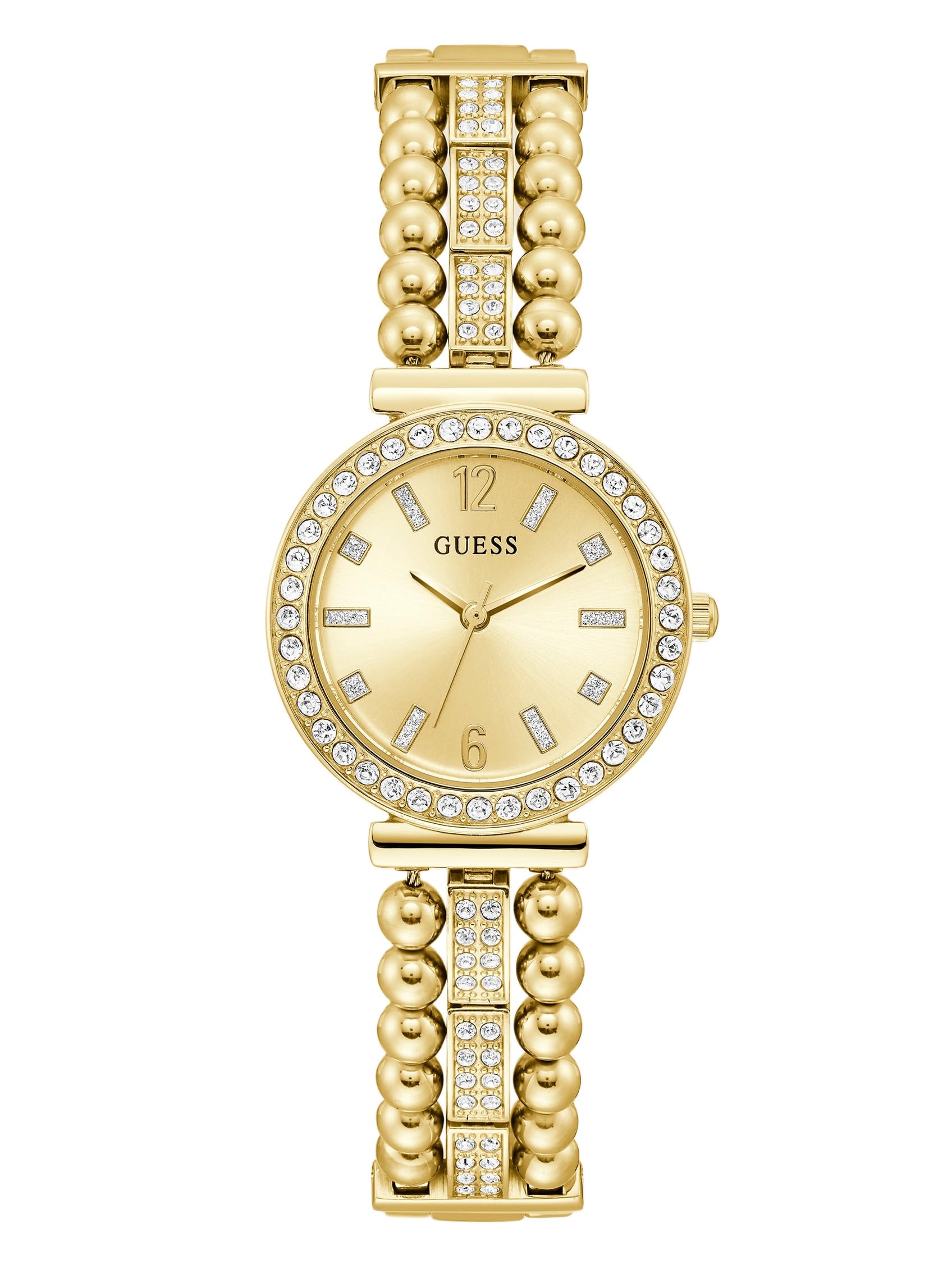 Guess US Women's Gold-Tone and Rhinestone Analog Watch, One