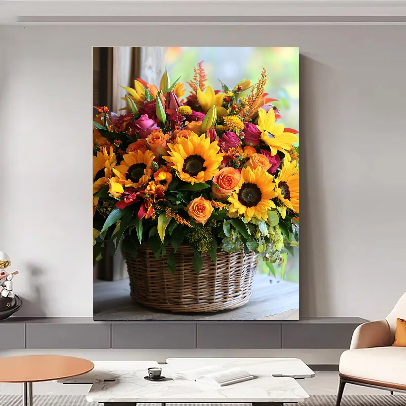 Dipingere Con i Numeri Adulti Fiore Dipingere con i Numeri con Telaio 70 x 100 cm,Autunno Paint by Numbers con Vernici e Pennelli, Kit di Pittura a Olio Fai-da-Te per Decorazioni Casa Regalo,kk-1049