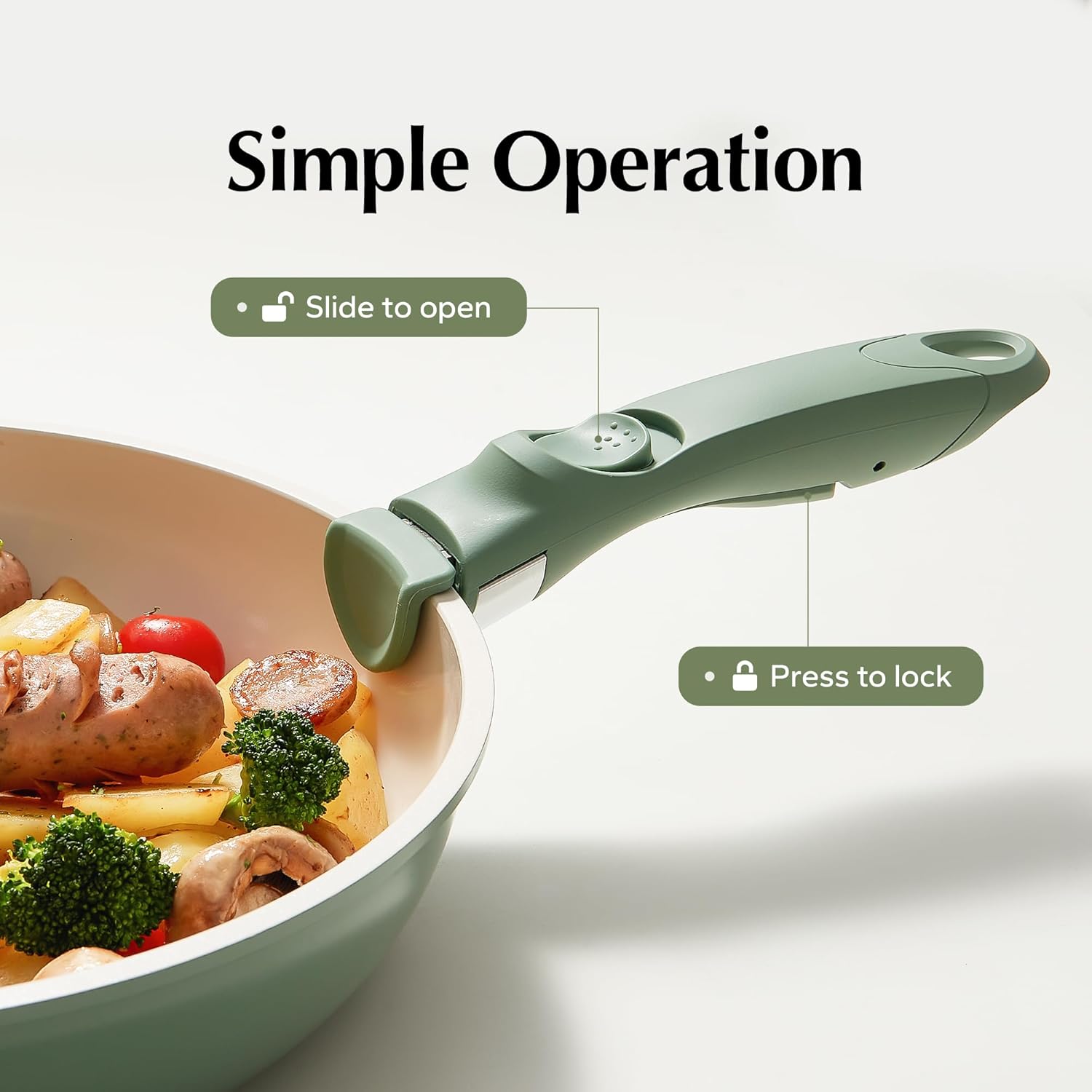 Redchef Removable Handle - Detachable Handle Cookware Replacement, Universal Pot Handle, Ideal Replacement for All Cookware (Green Pink)