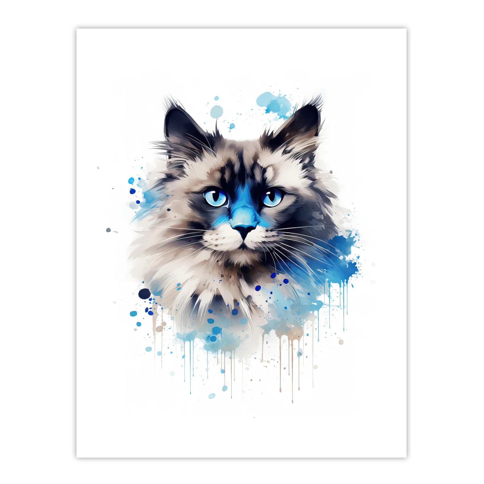 Artery8 Birman Cat Lovers Gift Watercolour Pet Portrait Painting Artwork Large Wall Art Poster Print Thick Paper 18X24 Inch