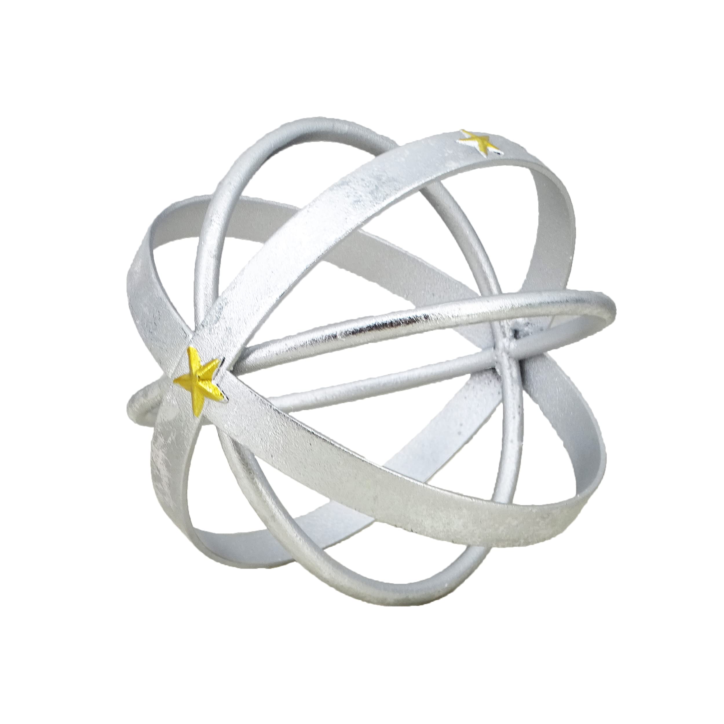 Decorative Iron Band Sphere. Metal Decorative Ball Modern Home Decor Accents Ball - Tabletop Decorations Centerpiece (Silver)