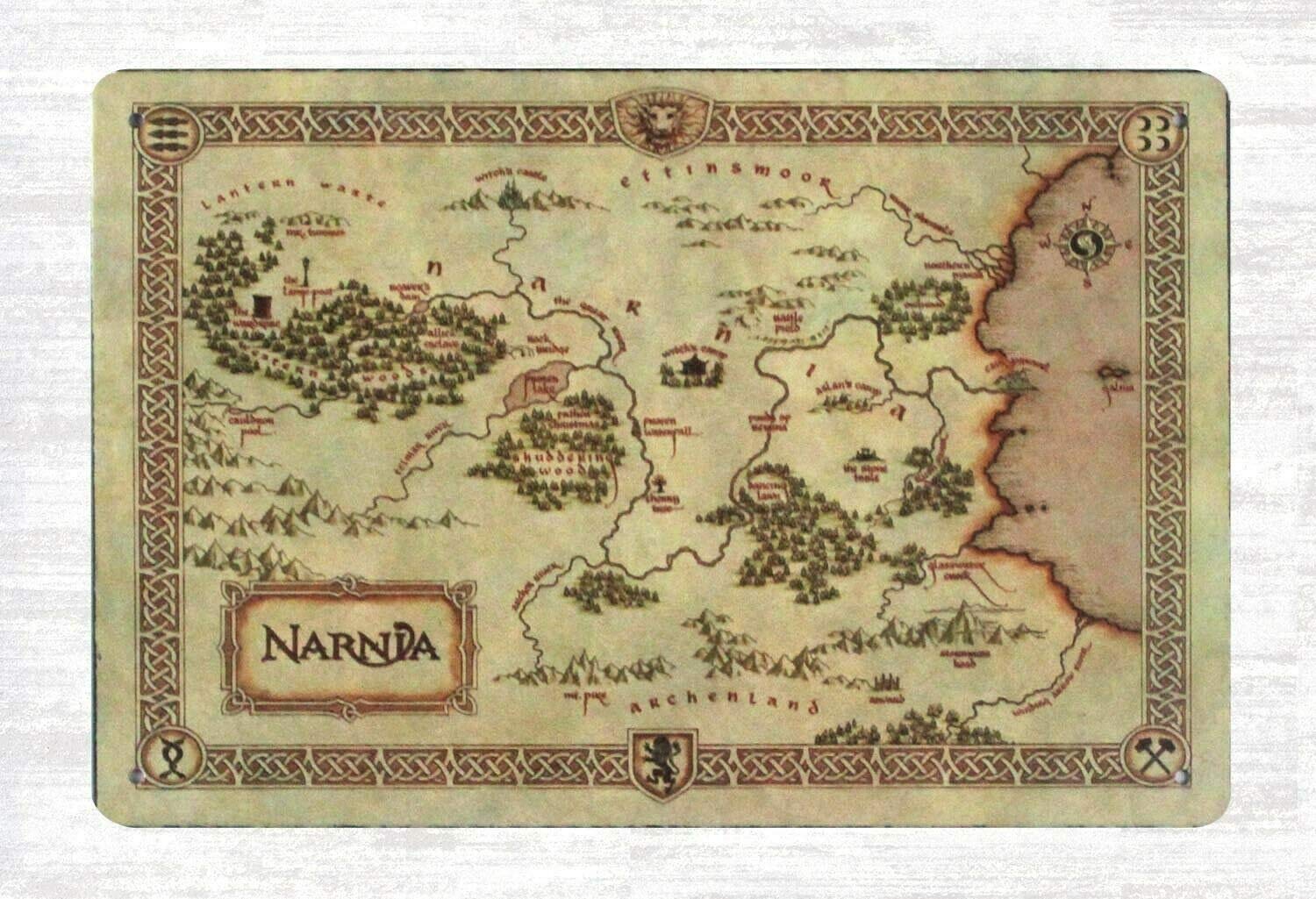 BIGYAK Legend Narnia Treasure Map Tin Metal Sign Bedroom Wall Art Metal Sign Indoor Outdoor Decoration Sign 8x12 inch
