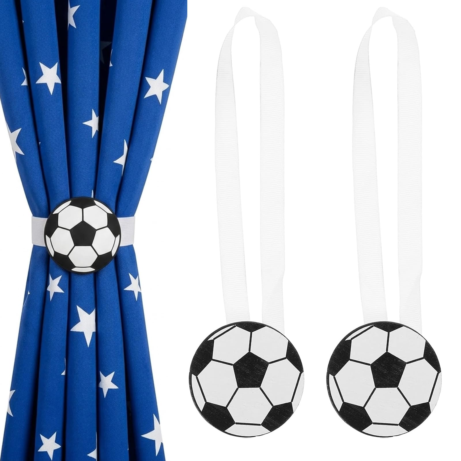 2 Pcs Football Curtain Holdbacks, Magnetic Tie Backs For Curtains