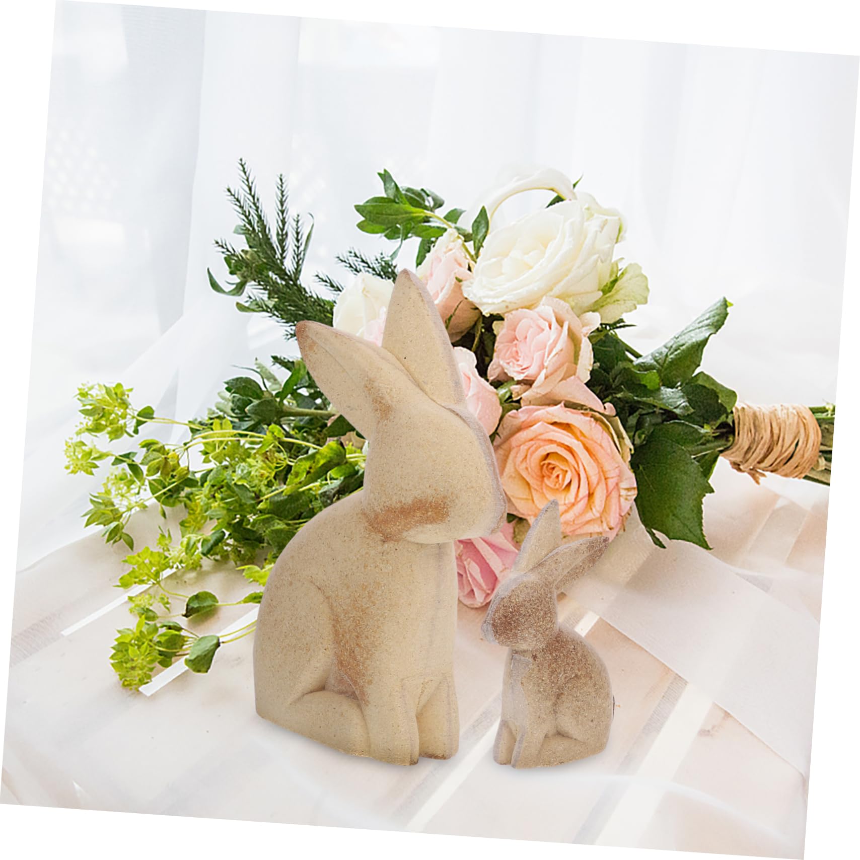 HOMSFOU 3 Paia Decorazione Legno Animale Diy Coniglietti da Dipingere Articoli Legno Solido per Decorare Casa e Ufficio per Lavoretti Creativi e Regali per Amanti Del Fai da Te