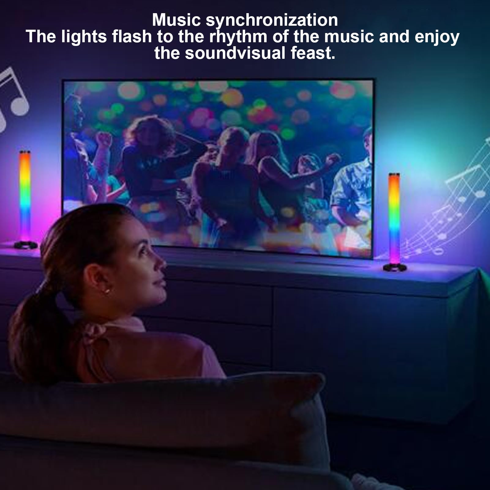 Barra de Luz LED Inteligente, Barras de Luces LED RGB de Sincronización de Música, Iluminación Ambiental Alimentada por USB, Retroiluminación de TV para Juegos que Cambia de