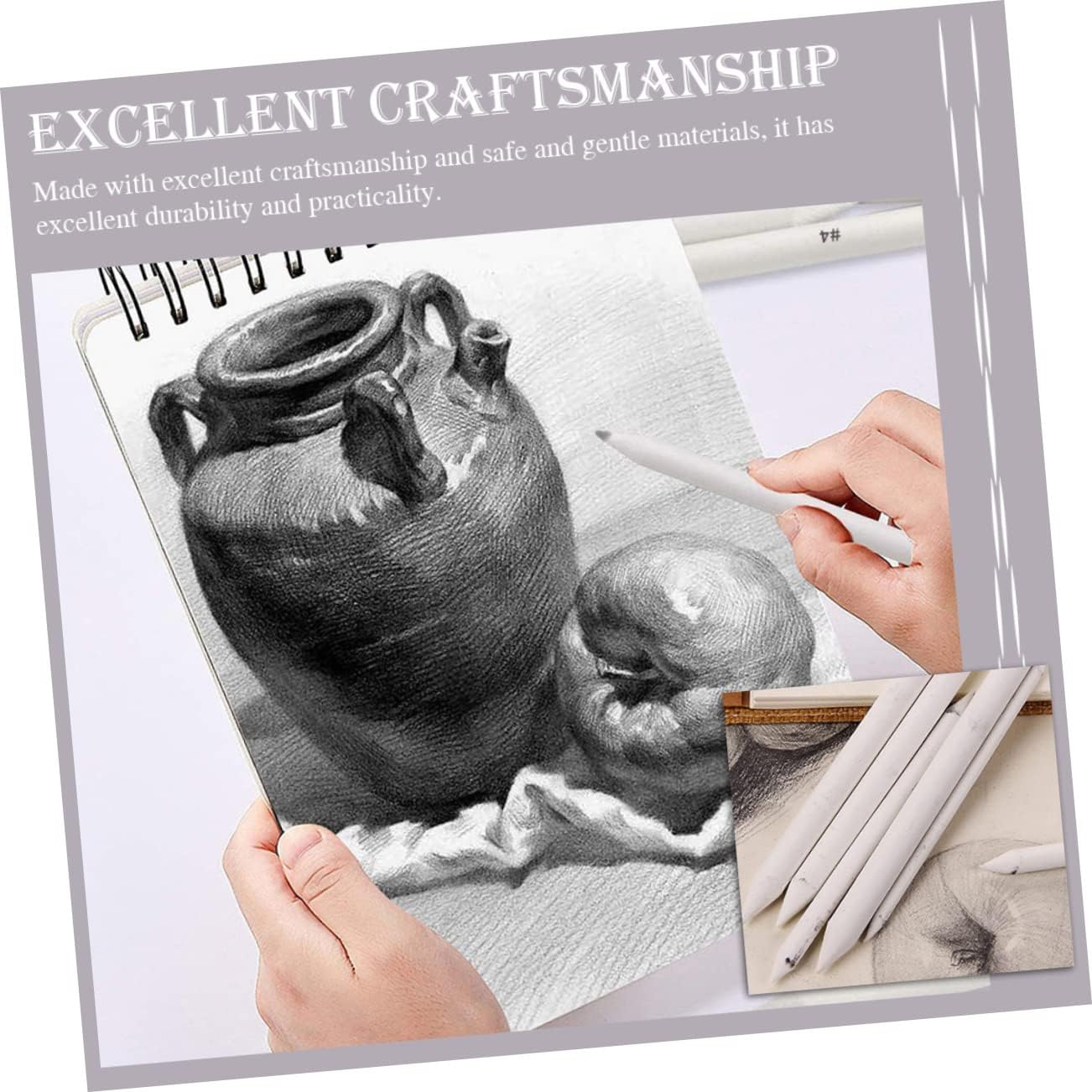 KALLORY 54pcs Art Blending Stumps Sketch Tool Set for Students Includes Blending Stumps Kneaded Eraser and Sandpaper Sharpeners for Drawing and Shading Techniques
