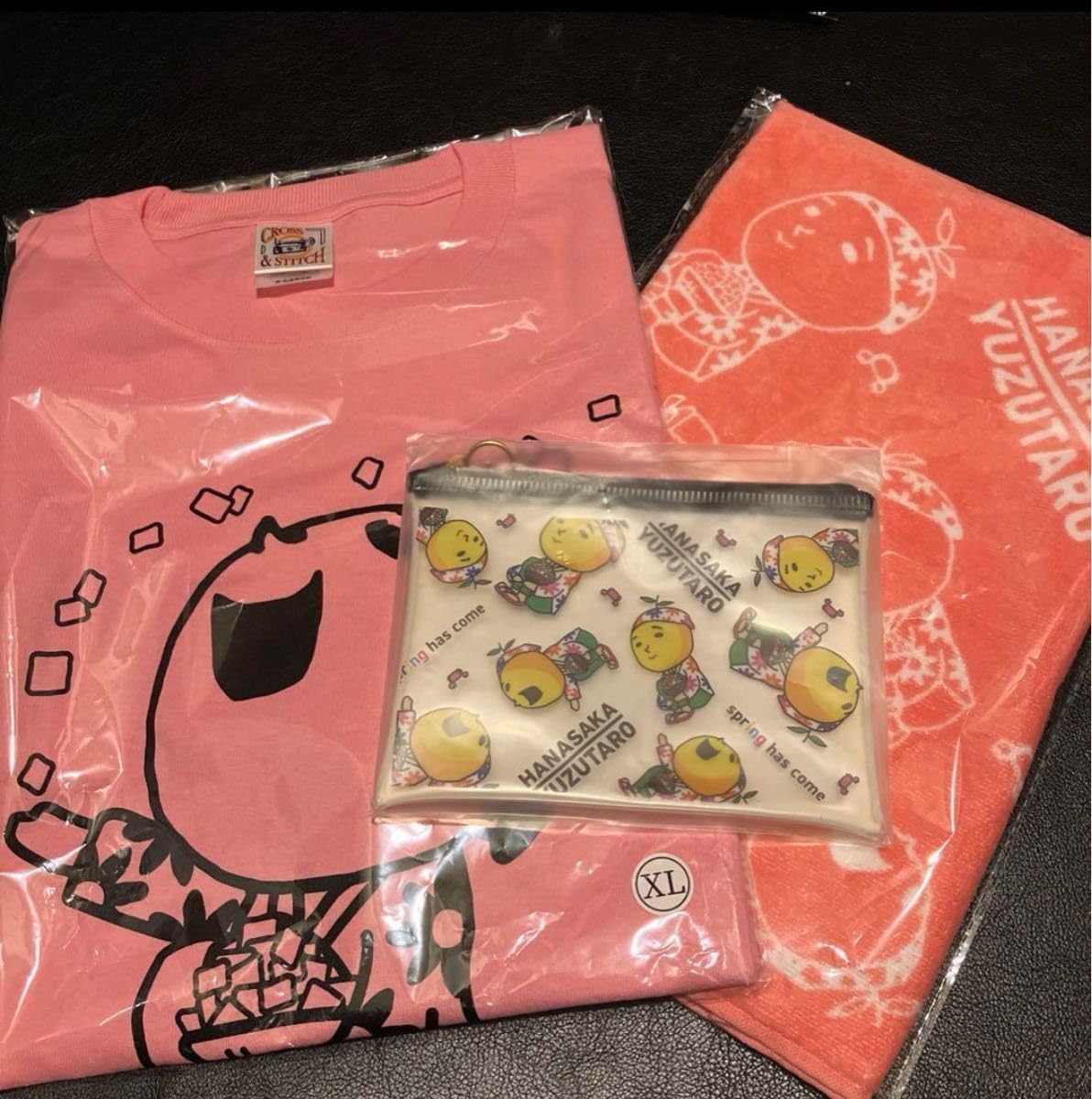 ゆず花咲かゆず太郎3点セット(TシャツLサイズ、フェイスタオル、ポーチ)