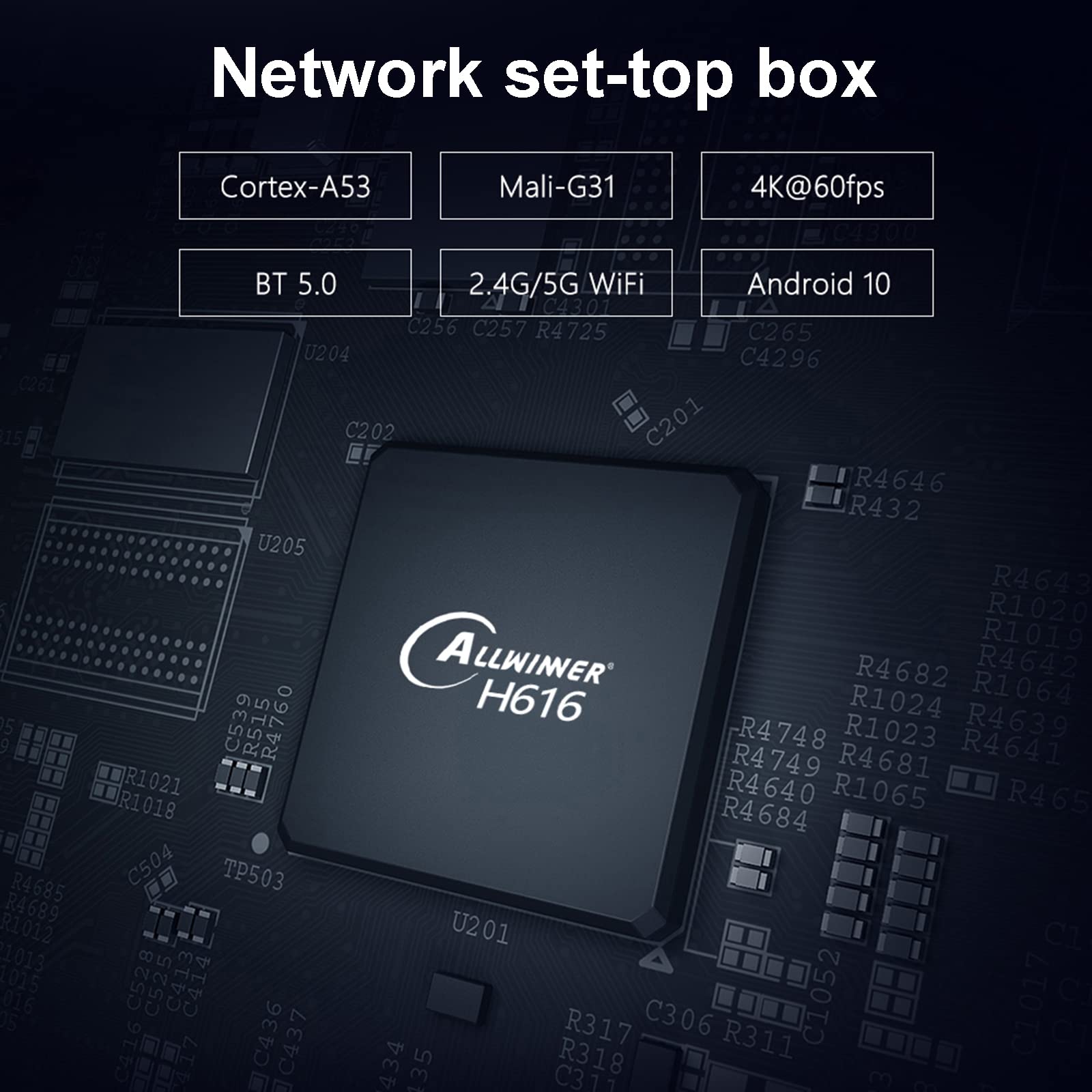 Mini Lecteur Multimédia de Diffusion en continu Android 10.0/Boîte TV 4K - LCD Display,4GB+32GB