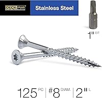 Vista 4 de Deck Plus Tornillos para valla y madera exterior con revestimiento epoxi de 2 pulgadas #8 x 2 Torx/Star Drive incluido, rosca gruesa, tornillo