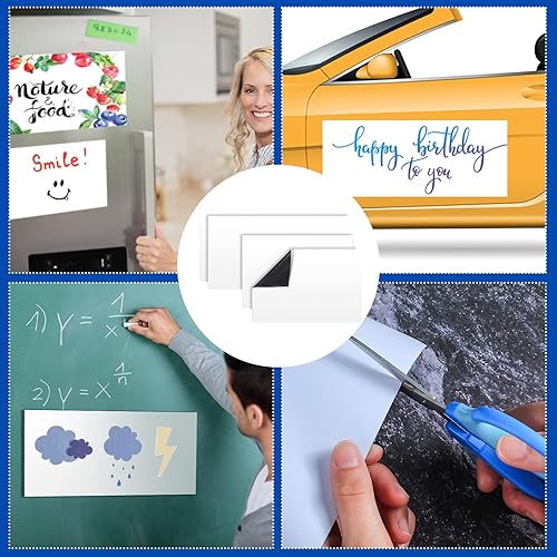 Miniatura 6 de Tallew 4 imanes de automóvil en blanco, 24 x 12 pulgadas, 18 x 12 pulgadas, letreros flexibles para puerta de automóvil para vehículos, esquinas