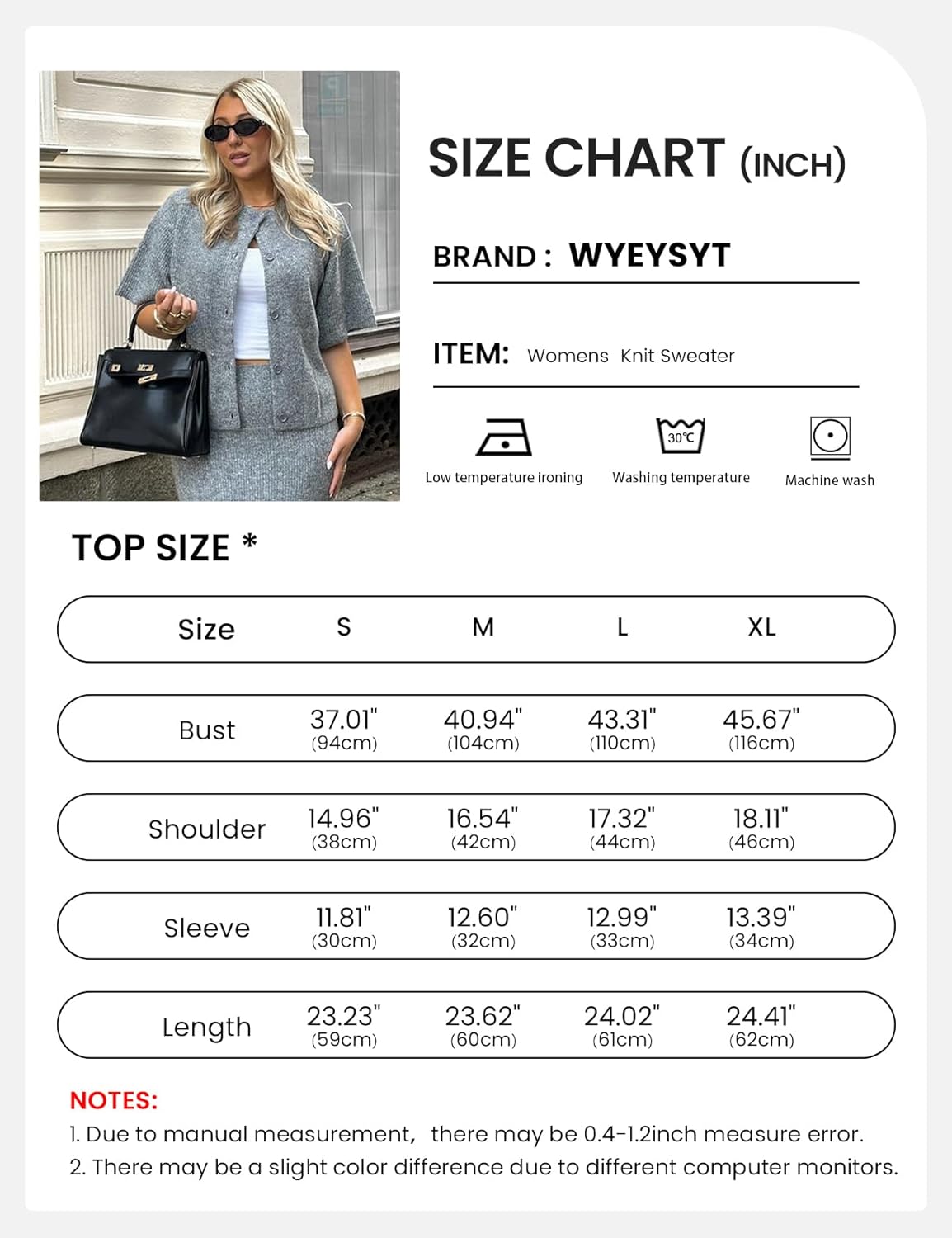 Wyeysyt Womens Cropped Knitted Cardigan Y2K Short Sleeve Button Down Sweater Cardigan Shirt Casual Solid Color Ribbed Outwear - Image 6