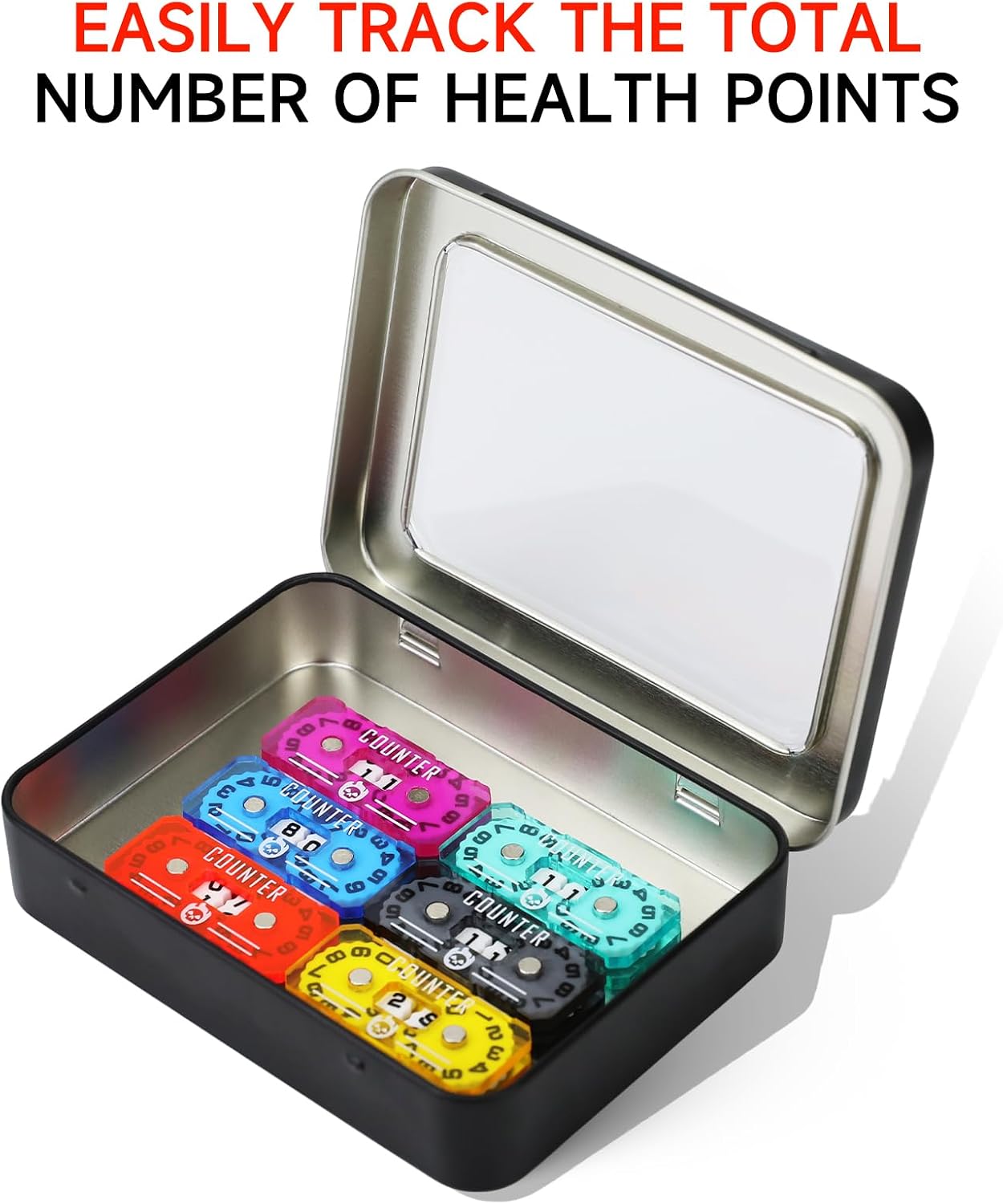 SIXPIONTS 6Pcs Acrylic Mini Life Counters - Colorful Health Point Trackers Compatible with Magic The Gathering Commander Deck, LCG/RPG/D&D/MTG/CCG/TCG Gaming Table Games Accessories (6PCS/BOX Color-B) image 3