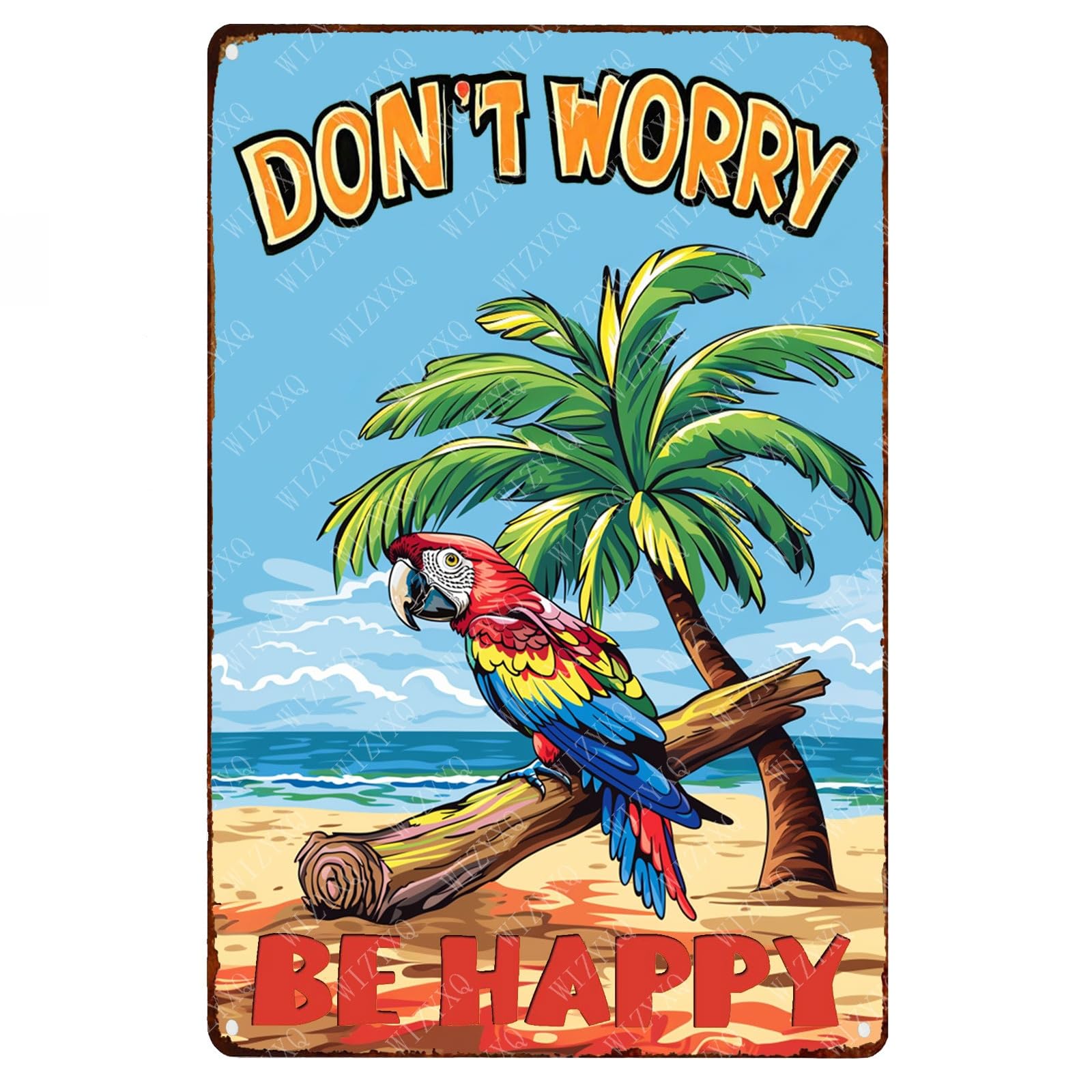 Don't Worry Be Happy Sign Vintage Aluminum Tin Signs for Home Bathroom Office Bar Yard Garden Wall Decor 8"x12"