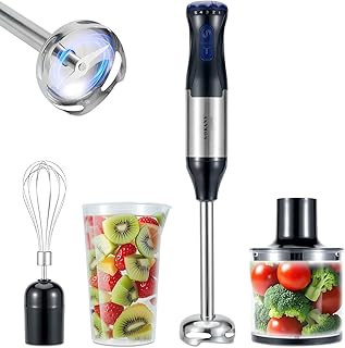 4-in-1 Hand Blender, 1000W Hand Held Blenders For Kitchen, 5 Speed Stainless Steel Blade With Turbo Mode，Baby Food Immersi…