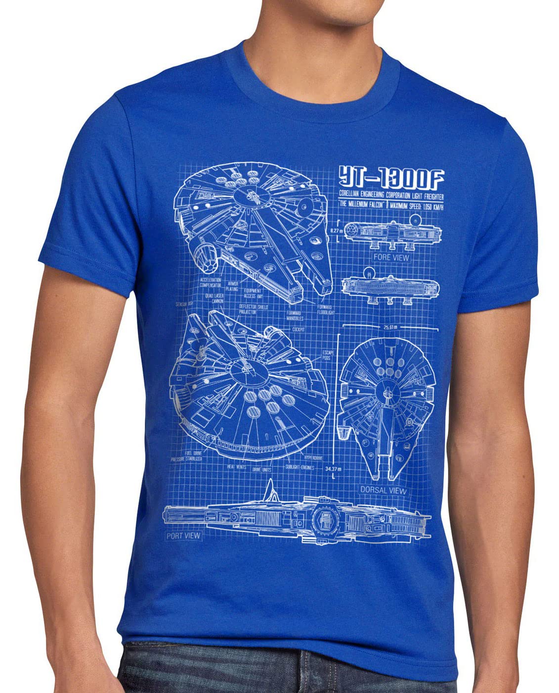 style3Millennium Falcon Mens T-Shirt blueprint
