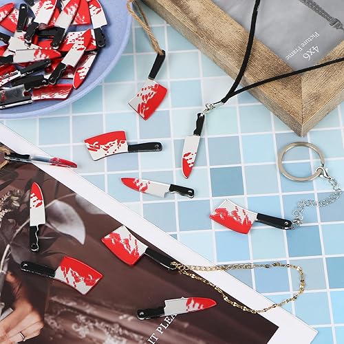 Miniatura 3 de 24 dijes de cuchillos falsos, colgante de Halloween, mini cuchillos acrílicos para mujeres, fabricación de joyas, manualidades, dijes de Halloween