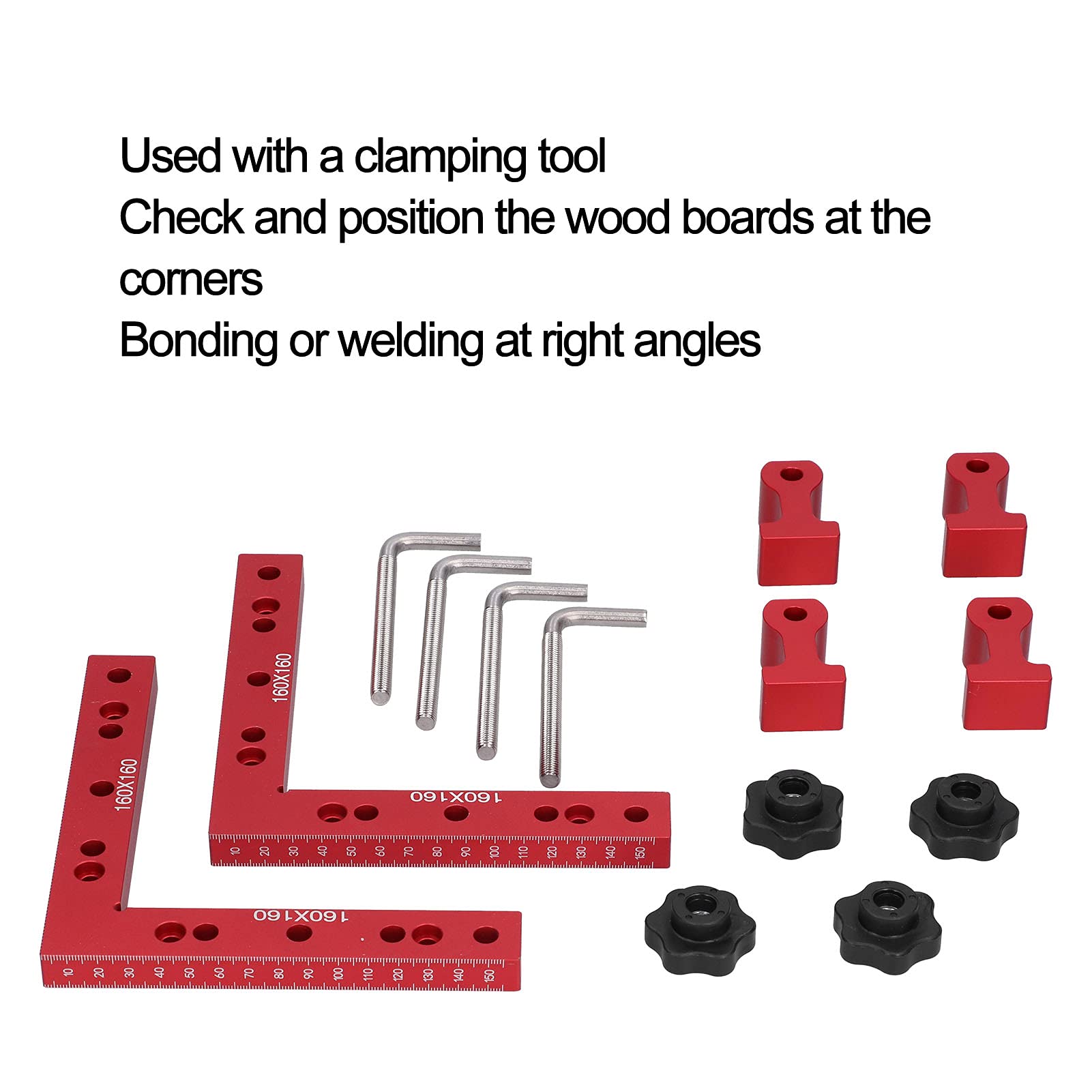 Herramienta de sujeción de carpintero, accesorio de carpintería de aluminio duradero de 90°, 160x160mm