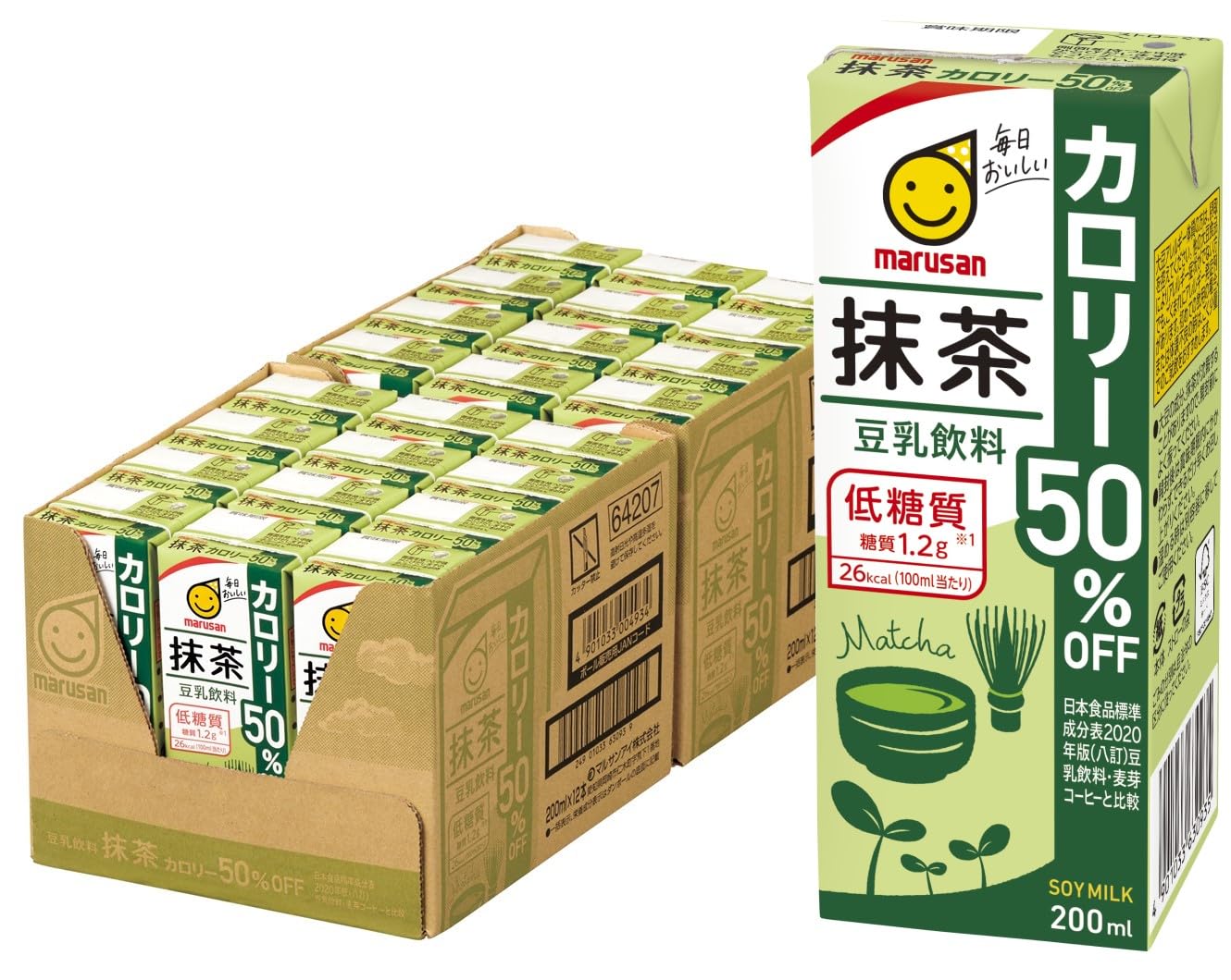 Amazon.co.jp: マルサン 豆乳飲料抹茶カロリー50%オフ 200ml×24本