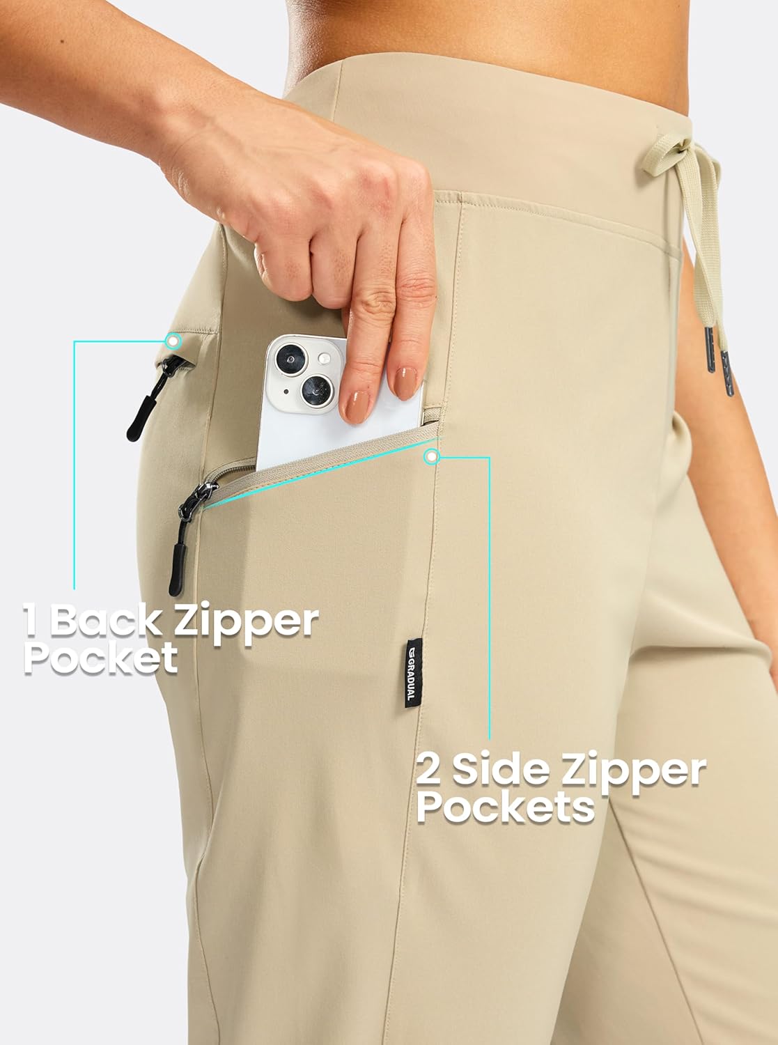 G GRADUAL Women's Capri Pants with 3 Zipper Pockets Lightweight Quick Dry Hiking Travel Capris Pants for Women Casual Summer - Image 4