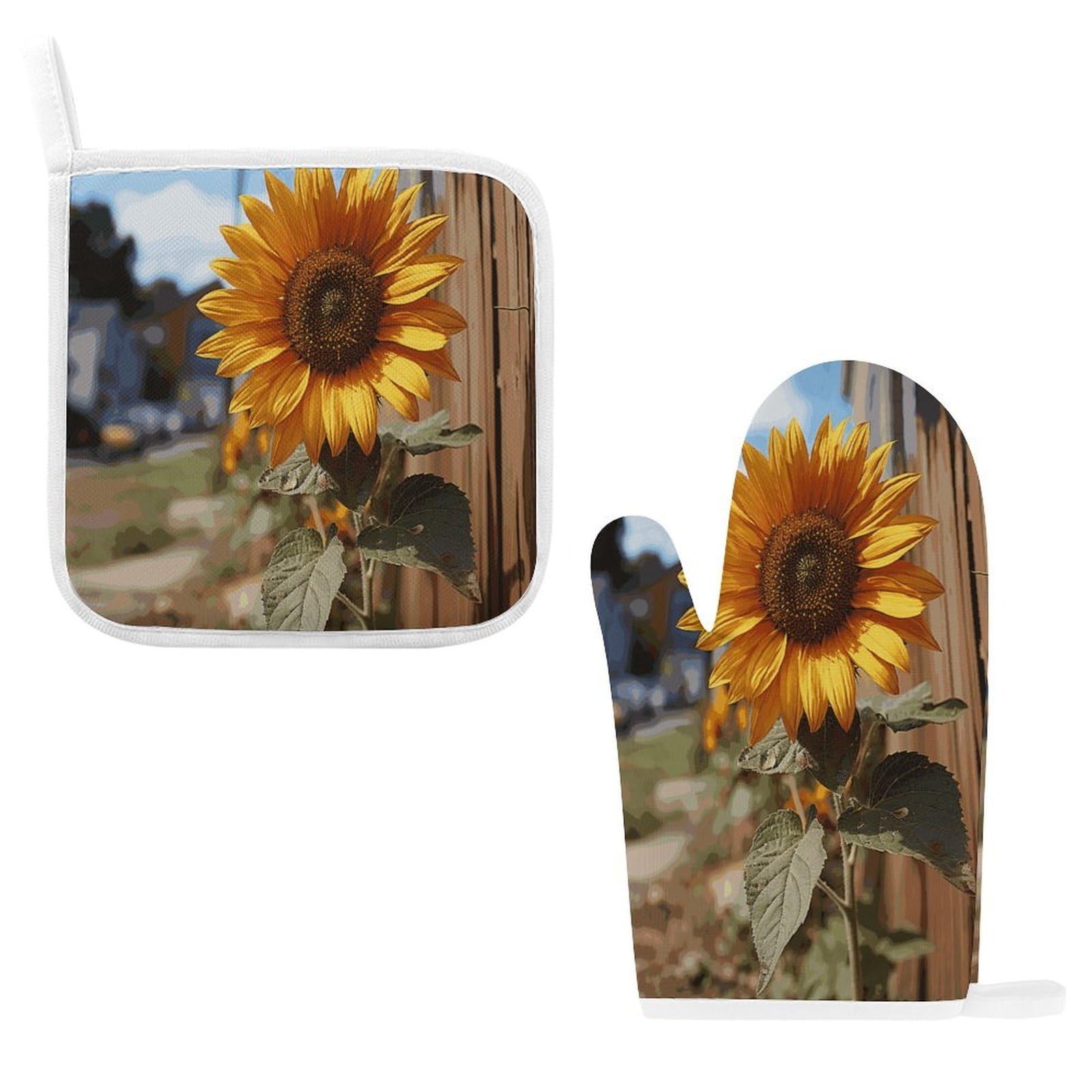 Fodpand Style Farm Sunflower Oven Mitts And Pot Holders Sets