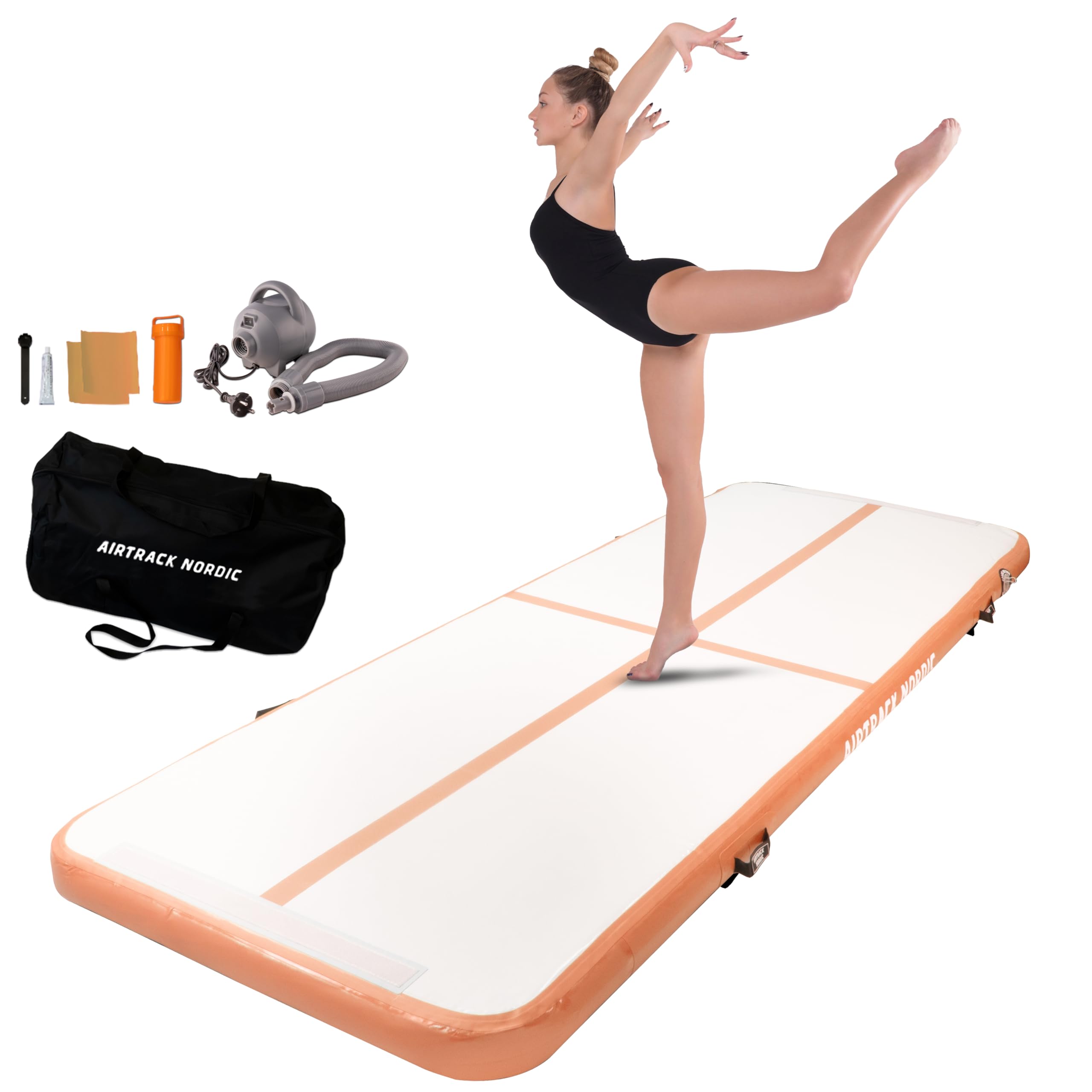 AirTrack Nordic Carbon Air Track 3m/4m/5m/6m/8m con Pompa Elettrica ad Aria - Tappeto Ginnastica Artistica da Casa