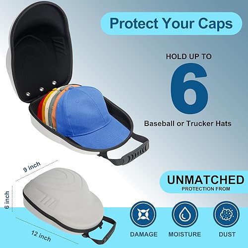 Miniatura 10 de Glamgen Funda rígida para gorras de béisbol, funda de viaje con 1 gorra de béisbol negra y correa de hombro ajustable, bolsa organizadora
