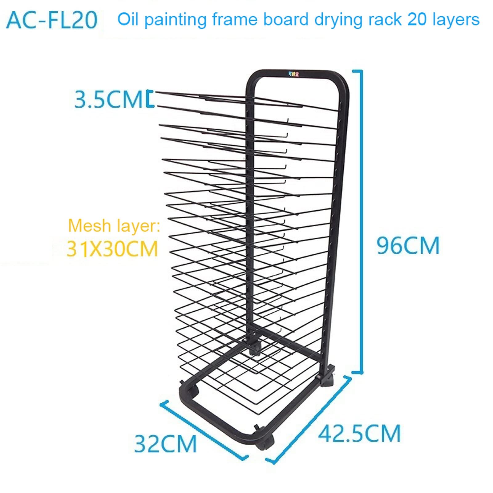 Étagère de Rangement pour œuvres d'art, étagère de séchage Mobile Robuste avec 2 Roues verrouillables - Organisateur Polyvalent pour peintures, Dessins et Planches à Croquis - Idéal pour Les