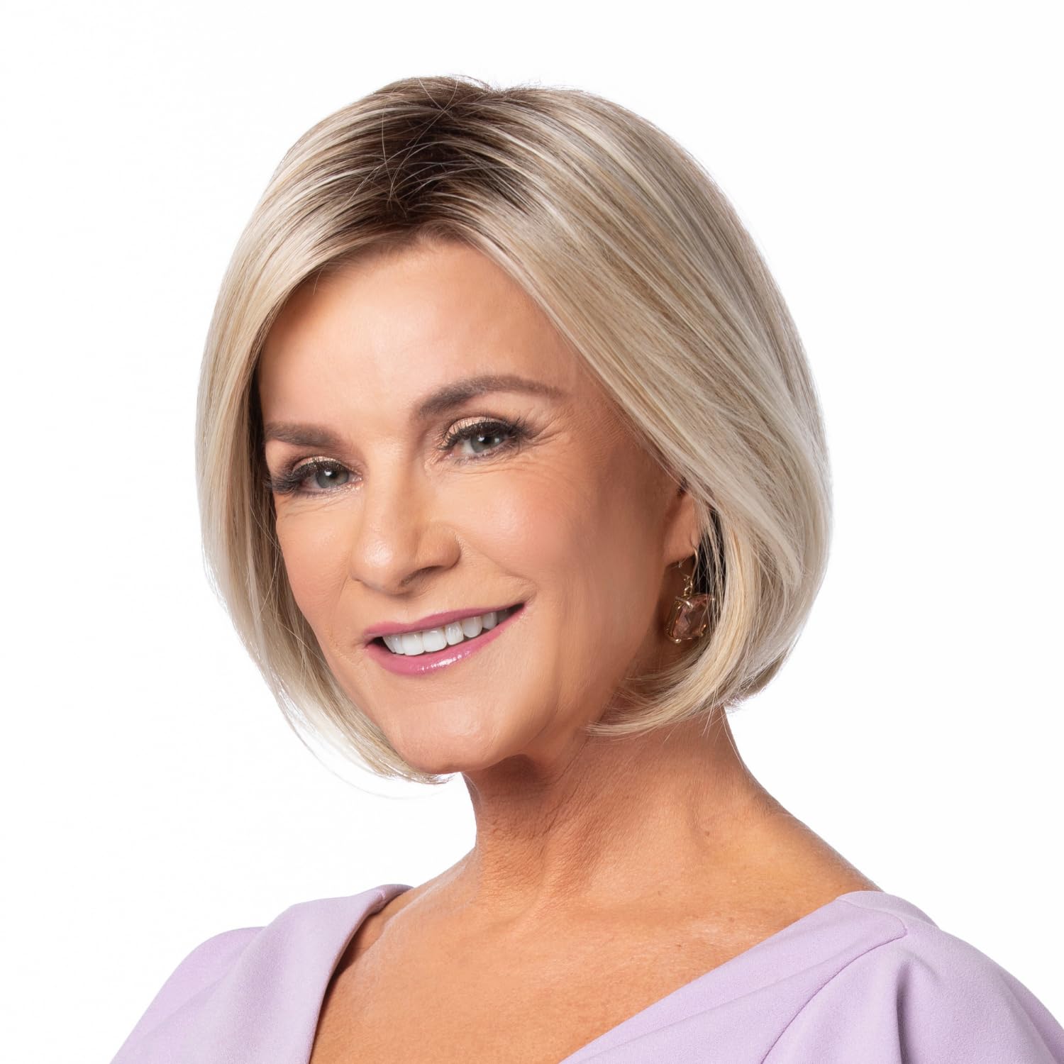 Toni Brattin Final Touch Wig - Sculpted Bob Cut with Chin Length Sides & Sweeping Bangs - Heat-Friendly Synthetic Fiber Looks & Feels Natural - Adjustable & Com