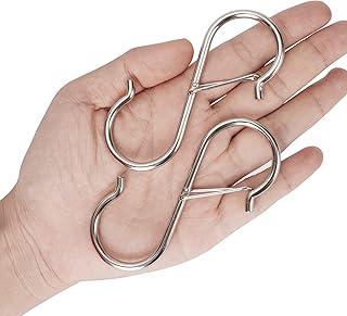 10 Pack Heavy Duty S Hooks Stainless Steel S Shaped Hooks Hanging Hangers for Kitchenware Spoons Pans Pots Utensils Clothes Bags Towers Tools Plants Heavy Duty Rustproof Safety Buckle Design(Sliver)