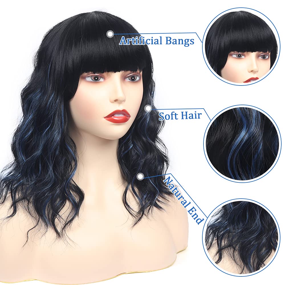 14 Inch Curly Bob Wig with Bangs Synthetic Heat Resistant Wigs for Women Amazon.com : Ucubb Short Curly Wigs with Bangs for Women 14  main image 2