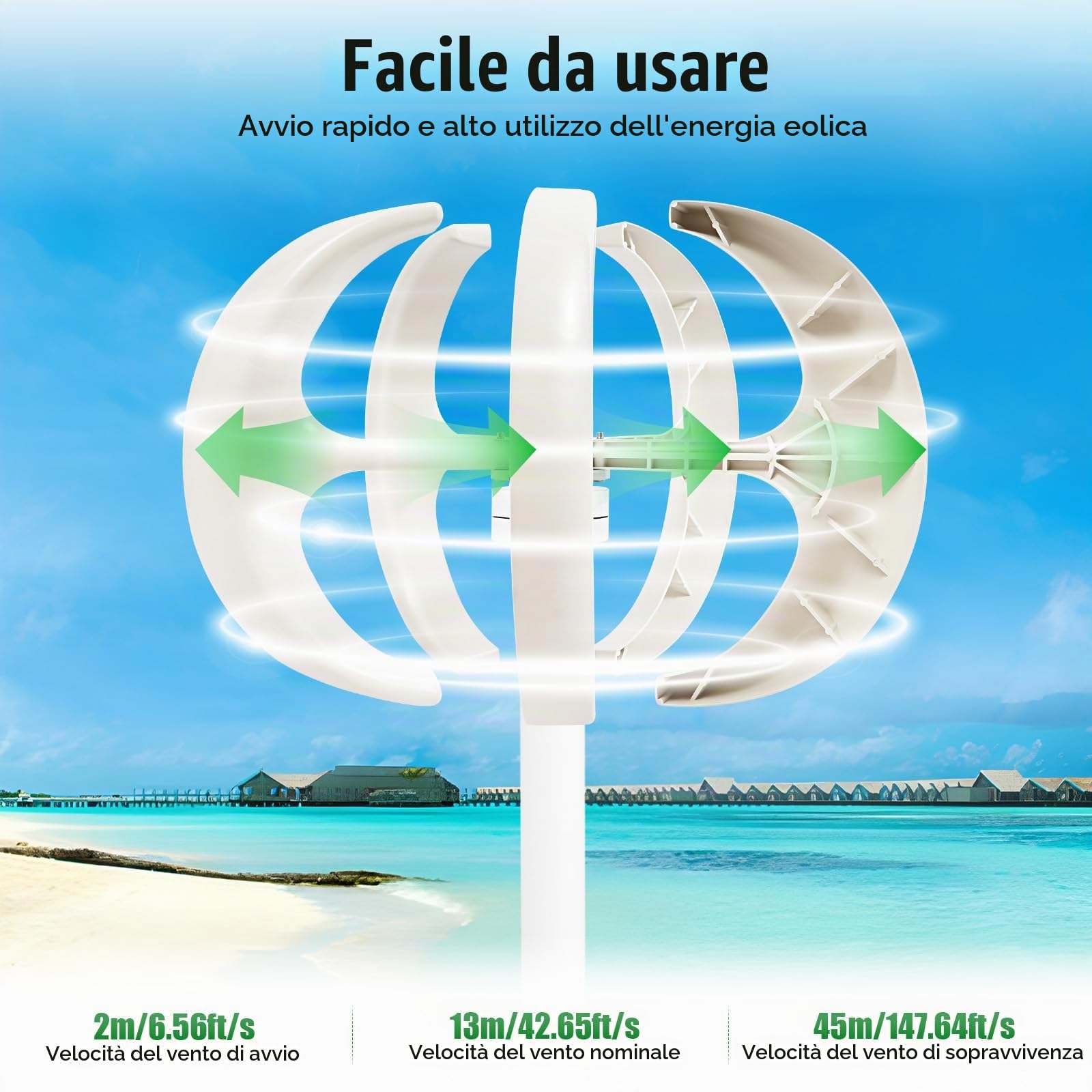 Turbine eoliche, 600W, Set Di Eoliche Tipo Lanterna, Elettromagnetico, Per Uso Domestico, In Barca, Nave E Uso Lampioni Energia Eolica E Solare