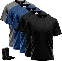 Kit 5 Camisas Dry-fit Sandrini Masculinas para Academia, Treino, Proteção UV + 2 Meias