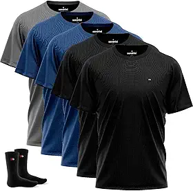 Kit 5 Camisas Dry-fit Sandrini Masculinas para Academia, Treino, Proteção UV + 2 Meias