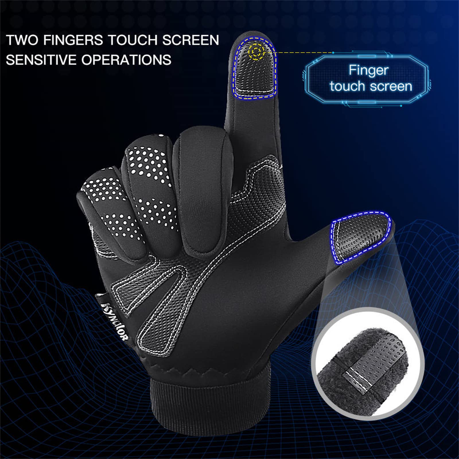 Guanti da Ciclismo per Uomo e Donna,Guanti Autunno Inverno Antivento Antiscivolo Riflettente Termici Confortevole Impermeabili Touch Screen Guanti per Sci Moto Bici Alpinismo Trekking