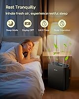 Vista 6 de Afloia Purificador de aire para el hogar, habitación grande, dormitorio, hasta 2000 pies cuadrados con monitor de calidad del aire PM2.5, modo Negro