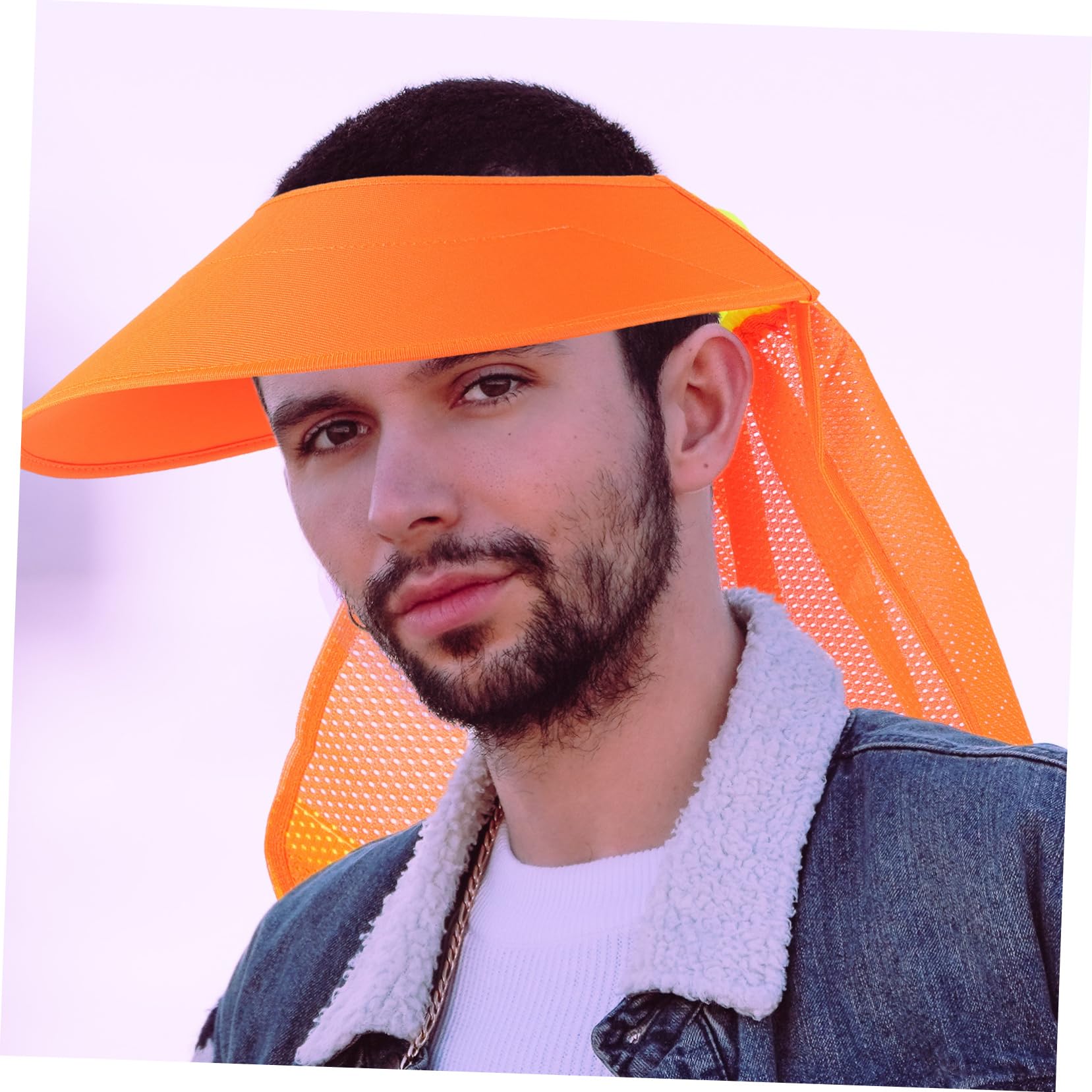 Holibanna Parasol y Casco ala Completa Protector para Naranja de Visera Solar Malla Transpirable Protección contra Quemaduras Jardinería Carpintería