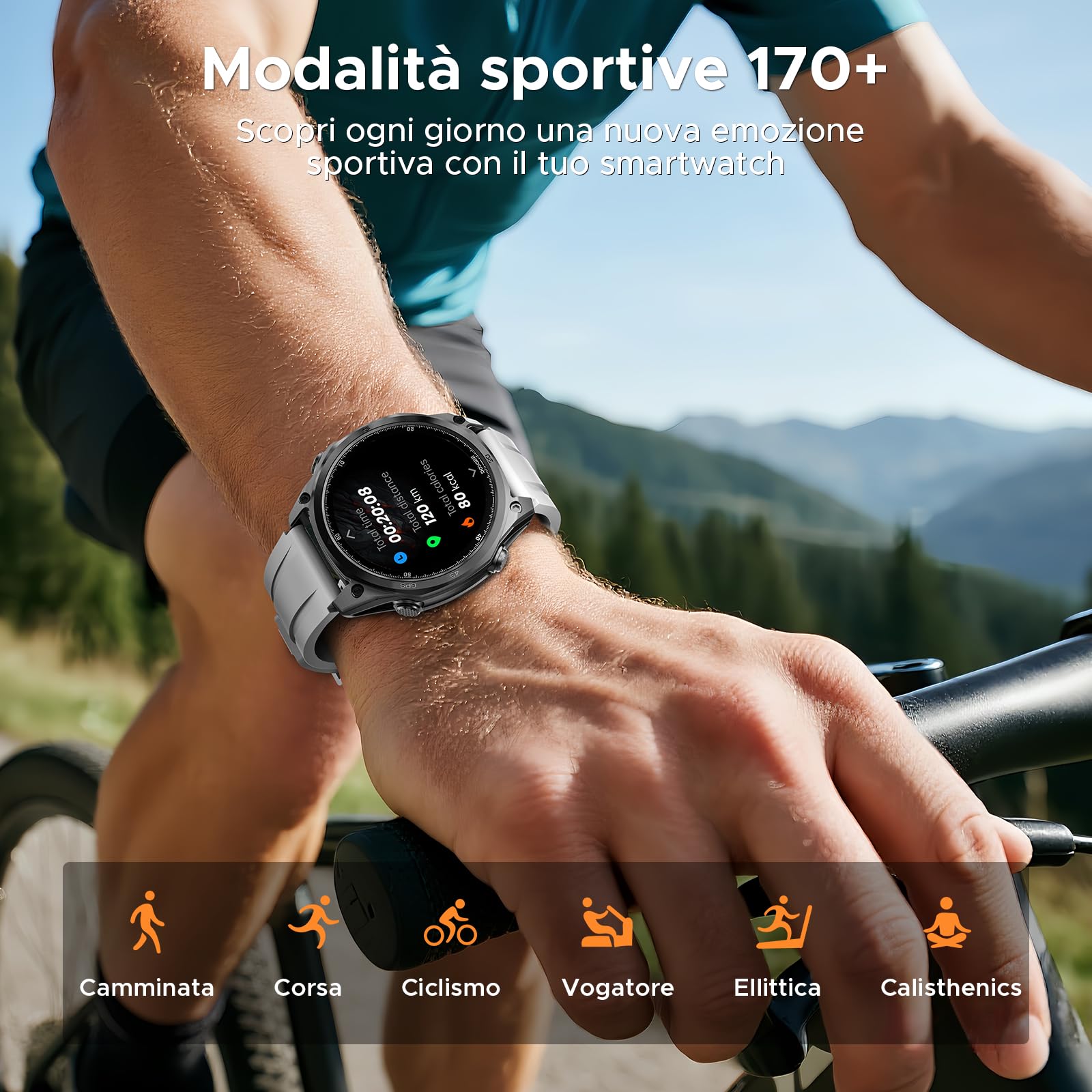 Anywise W1 Pro Orologi Smartwatch uomo,GPS Dual-Band & Mappe Offline, 5 ATM, 12 Giorni Autonomia, Display AMOLED HD 1,43", 170+ Modalità Sport,Chiamate Bluetooth,Compatibile con Android/iOS
