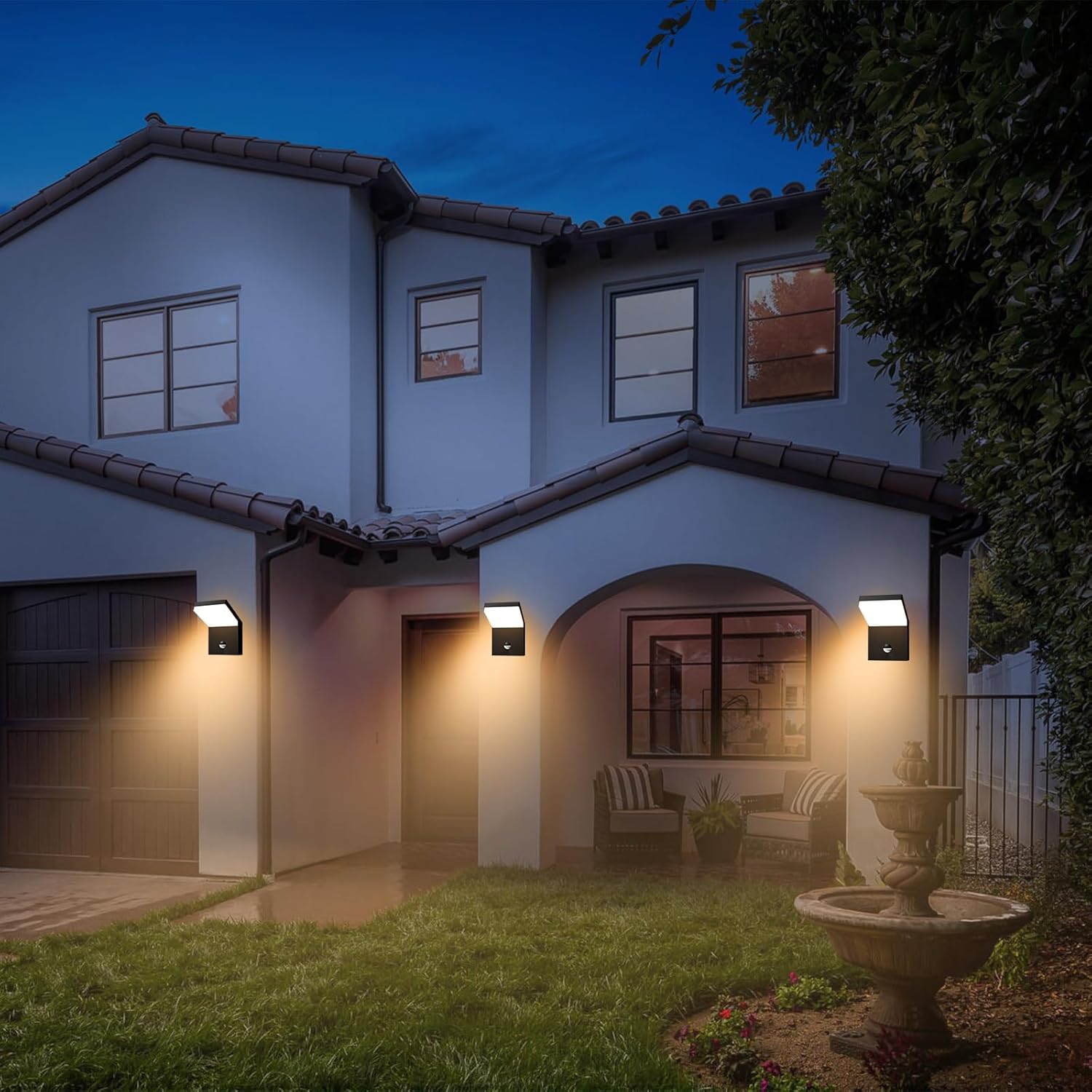 Outdoor Motion Sensor Wall Light Modren LED Wall Sconce 17W 1500LM, 3000K Warm Exterior Lighting Fixtures with Adjustable Sensing & Brightness Waterproof Aluminum for Porch, Garage, Front Door
