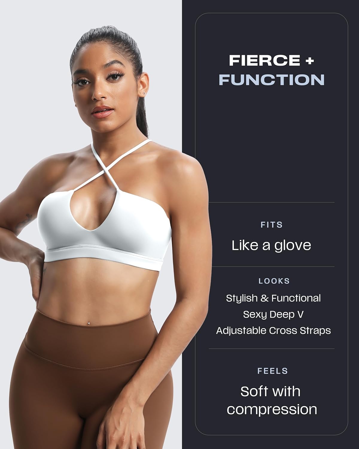 Aoxjox Women's Workout Sports Bras Jamie Deep V Fitness Training Gym Bra Yoga Crop Tank - Image 5