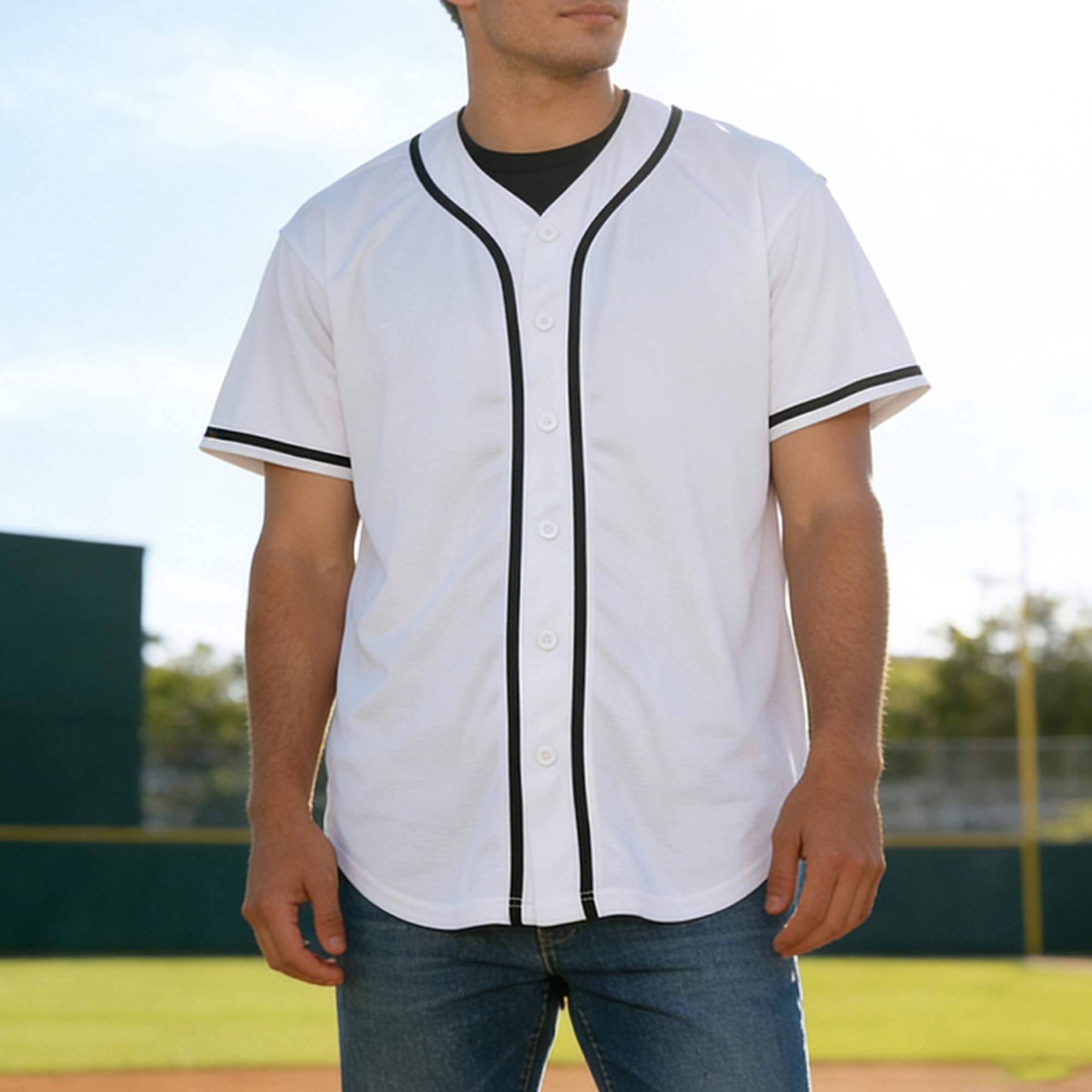 Camiseta de béisbol en blanco, camiseta casual de manga corta con botones — view 19