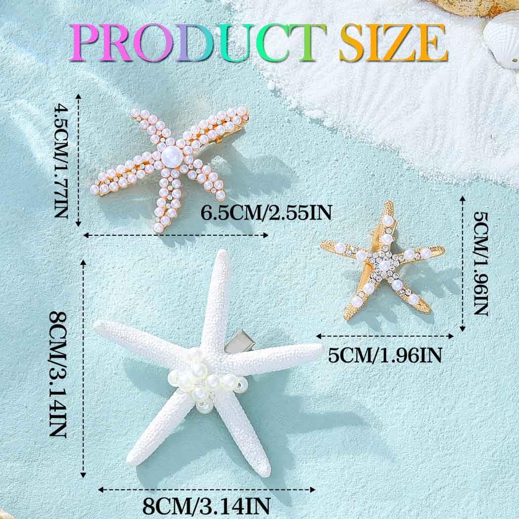 Unicra Starfish Hair Clips Gold Seashell Hair Clip Beach Mermaid Hair Accessories for Women and Girls Pack of 3 (Gold) - Image 6