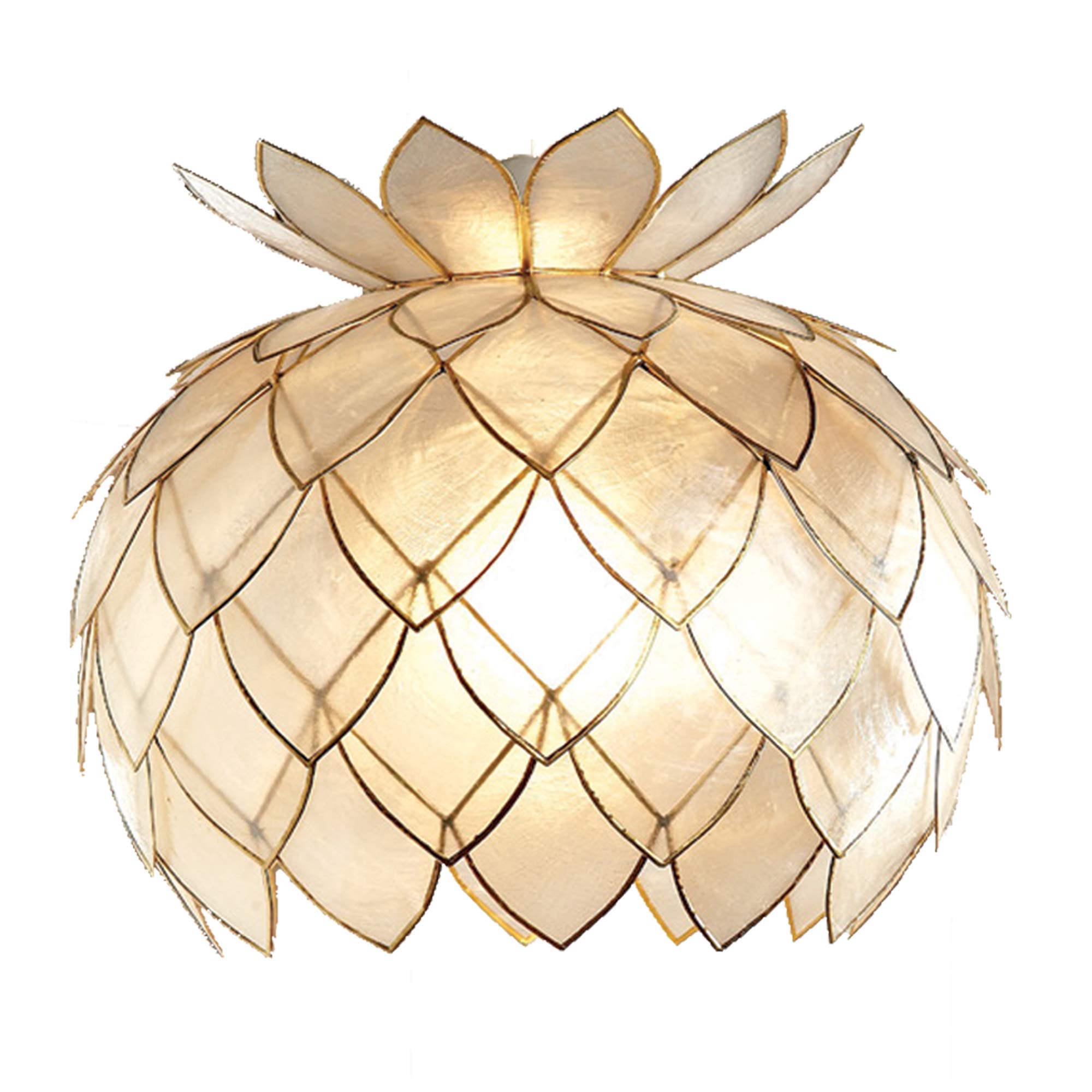 Loxton Lighting Capiz Shell Artichoke Pendant Shade, Natural Beige, 25cm, Easy Fit, Vintage Boho Ceiling Light for Bedroom & Living Room