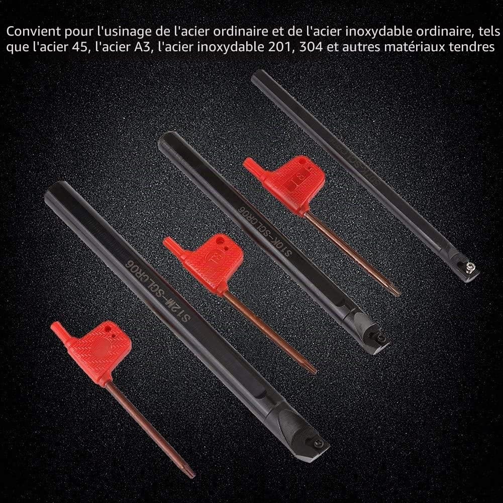 SCLCR Porte-Outils CNC pour alésage de Trou intérieur, Porte-Outils de Tournage Interne + 110 pièces Ccmt0602 Insert + 3 clés à molette, Barre d'alésage de
