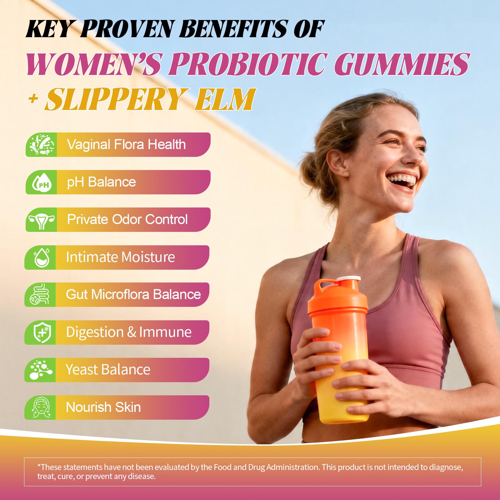 Totaria 9-in-1 Sugar Free Feminine Probiotics Gummies - Vaginal Flora & pH Balance, 50 Billion CFU with Prebiotic, Slippery Elm, Cranberry, for Vaginal, Urinary Tract & Gut, Hawaiian Pineapple, 60 Ct — Amazon image 3