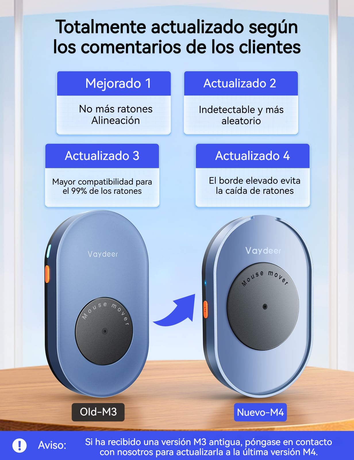 Vaydeer Movimiento de Ratón Indetectable M4 - Dispositivo Jiggler Con Interruptor de Encendido/Apagado, Agitador Sin Conductor, Simulación de Movimiento Para Despertar
