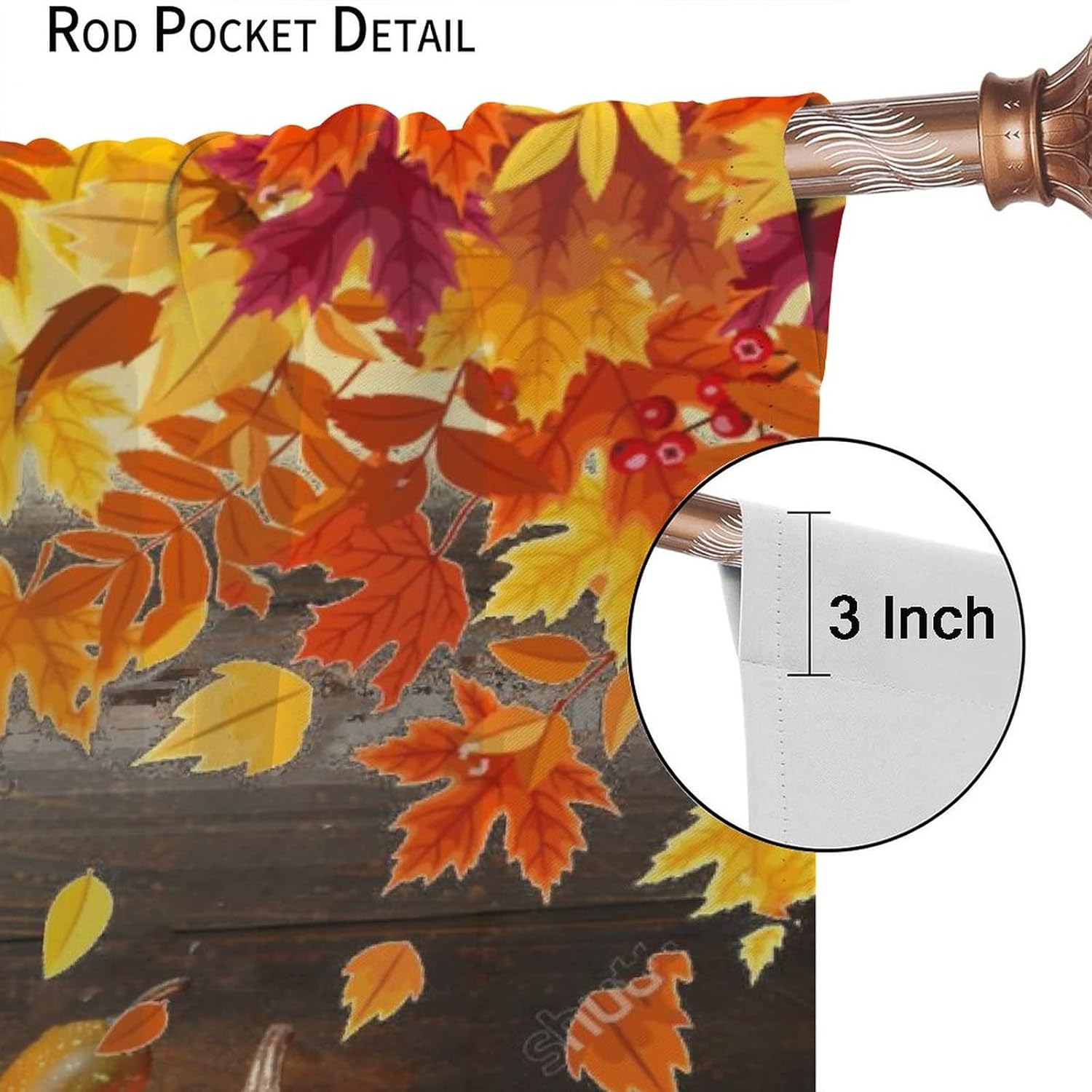 Fall Maple Leaves Curtain Pumpkins Autumn Falling Leave Print Curtains Home Decor Rod Pocket Decor Drapes for Bedroom Living Room 2 Panels 42 in x 63 in