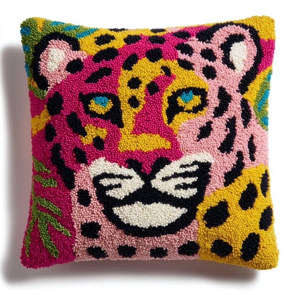 AxiangziK Latch Hook Pillow Kit,Animal Leopard